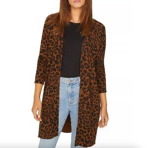Sanctuary Leopard‎ Print Long Sleeve Open Cardigan Jersey Sweater Size X-Small